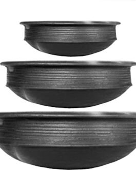 Clay Cooking Pots / Meenchatty – Black 3nos